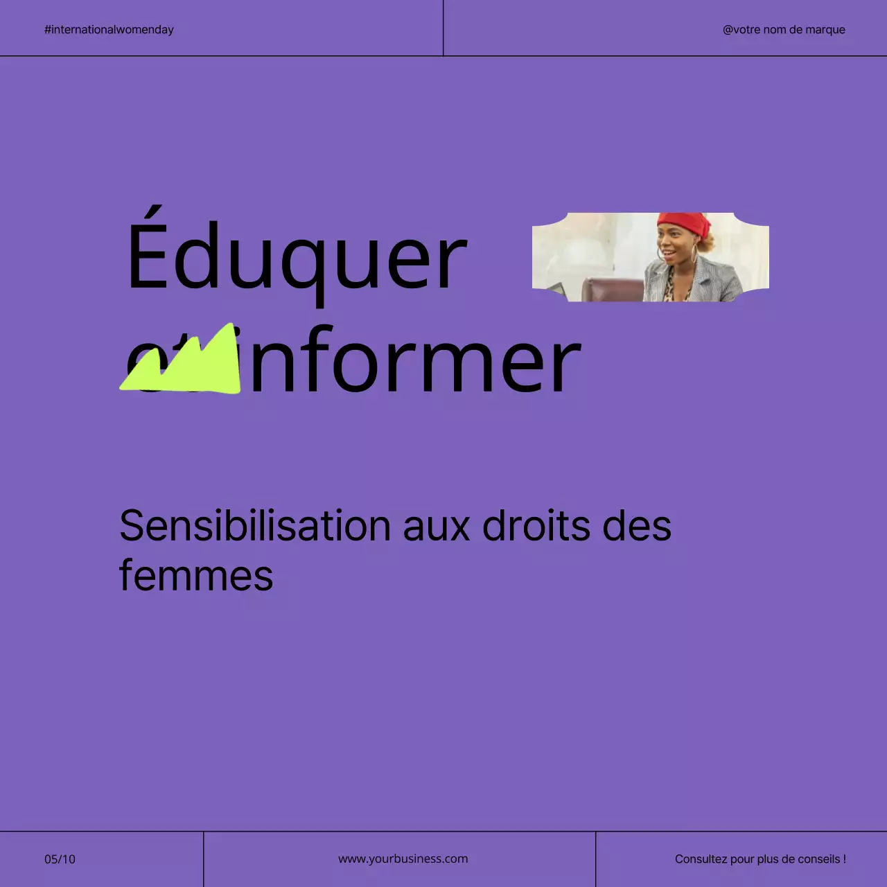 Campagne moderne pour la Journée internationale de la femme : violet et néon