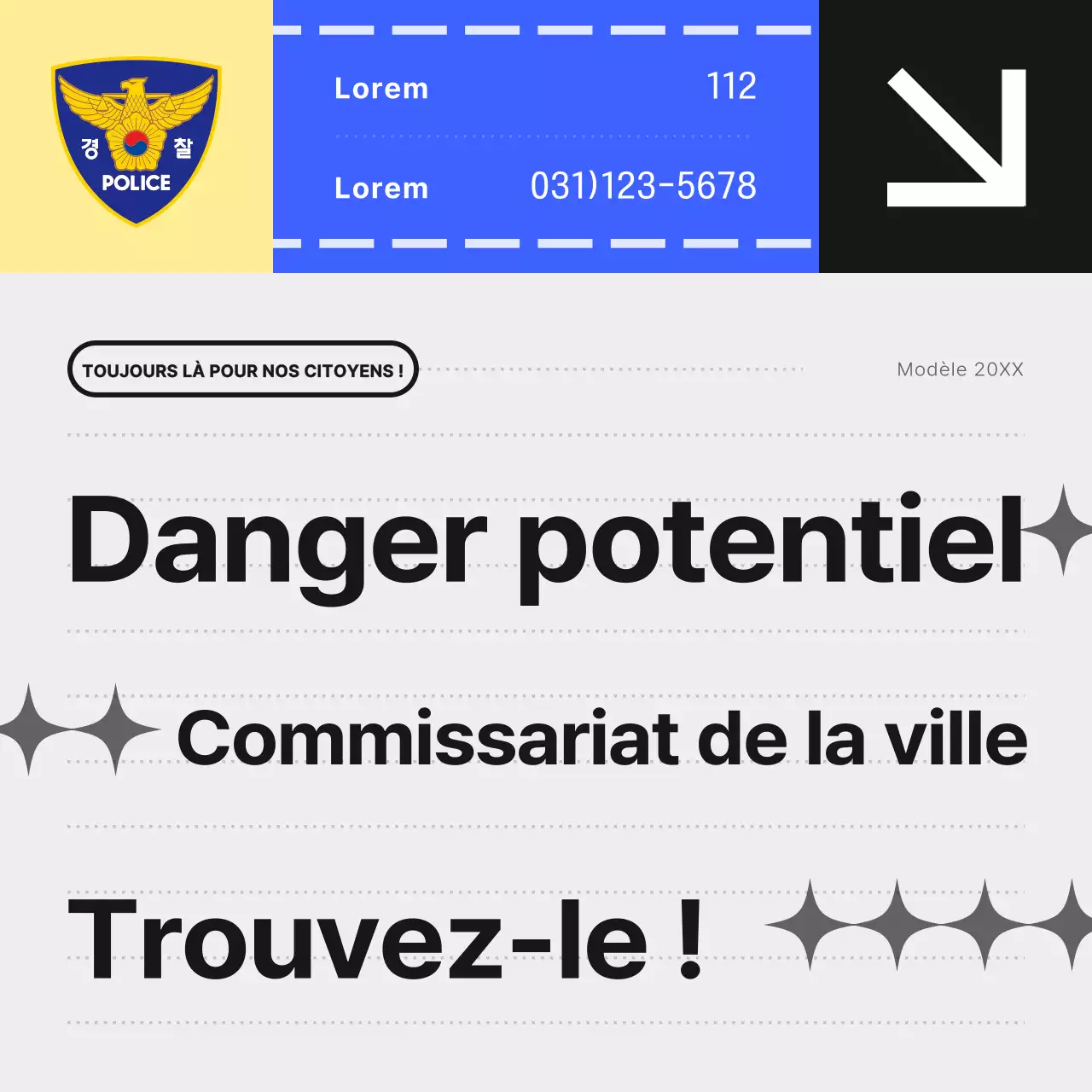 Promouvoir un simple bulletin d'information bleu et jaune de la police