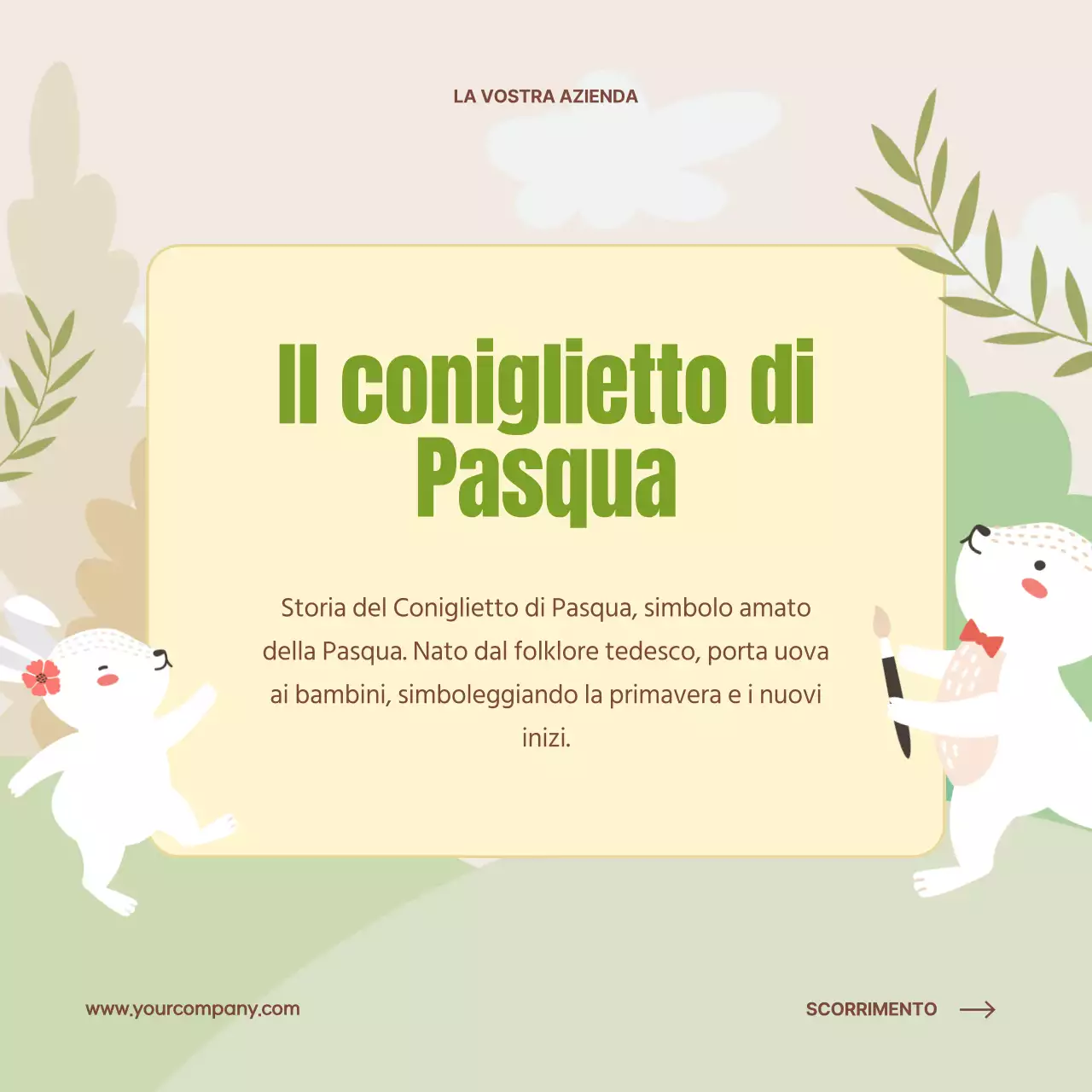 Beige e verde di charme per il giorno di Pasqua Origini pubblicitarie