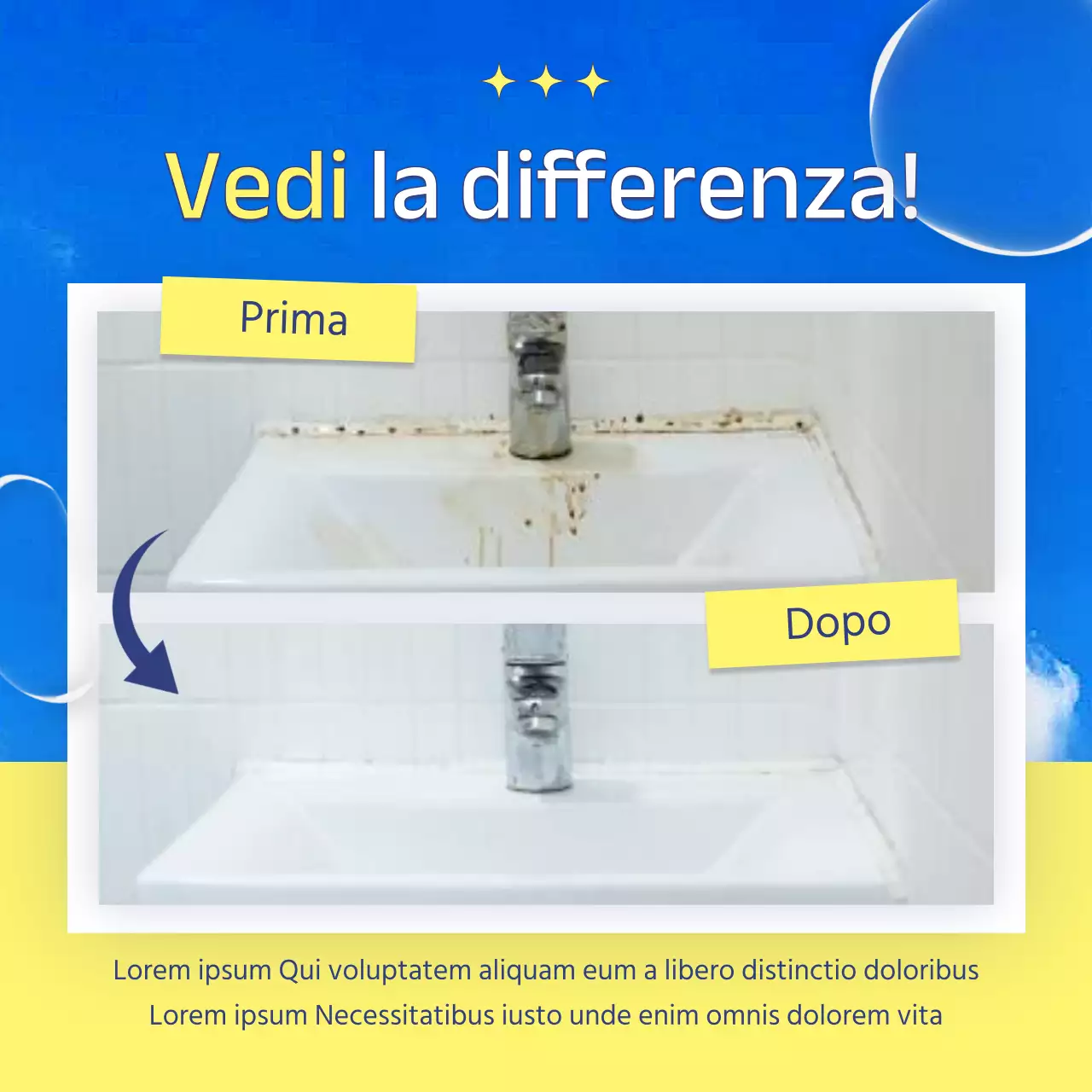 Promuovete la vostra impresa di pulizie con accenti azzurri e gialli