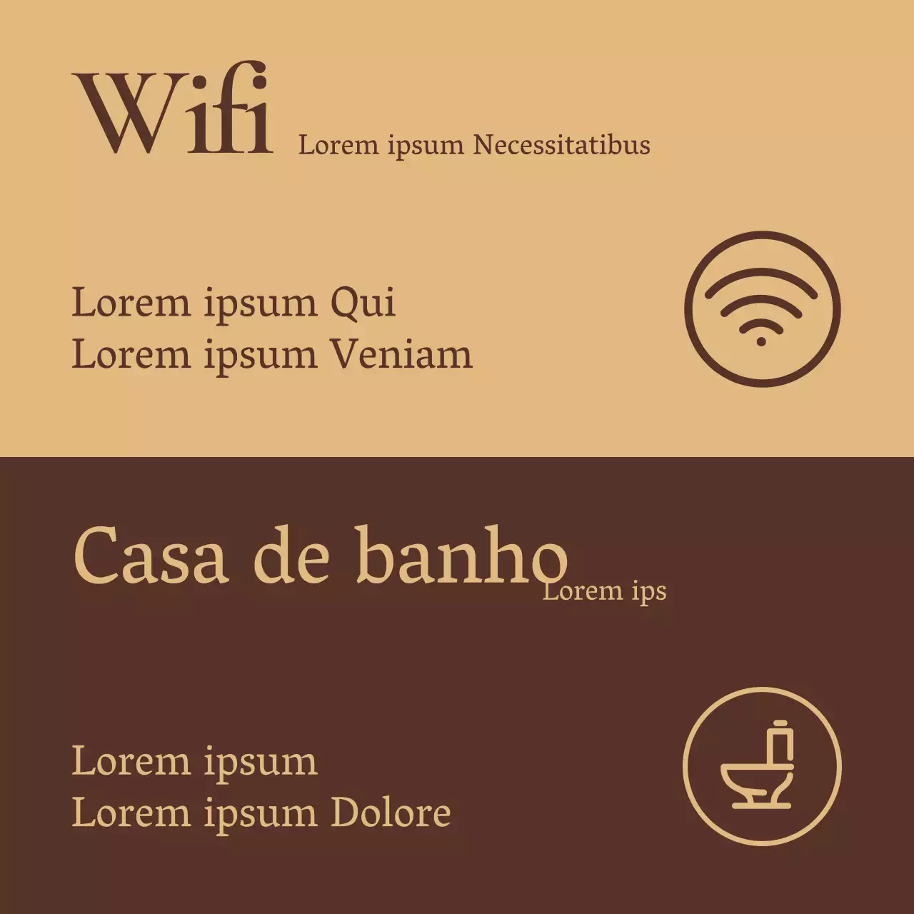 Letreiro clássico de anúncio de café em castanho e bege
