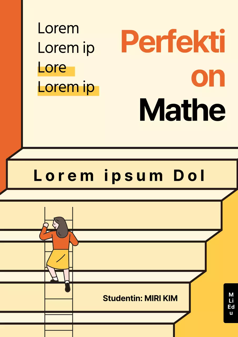 Niedliche gelbe und orangefarbene Mathebuchhülle