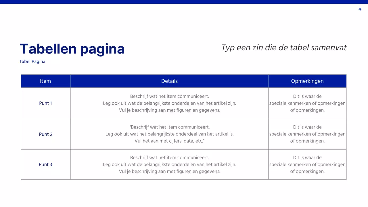 Een eenvoudig rapport in blauw en wit