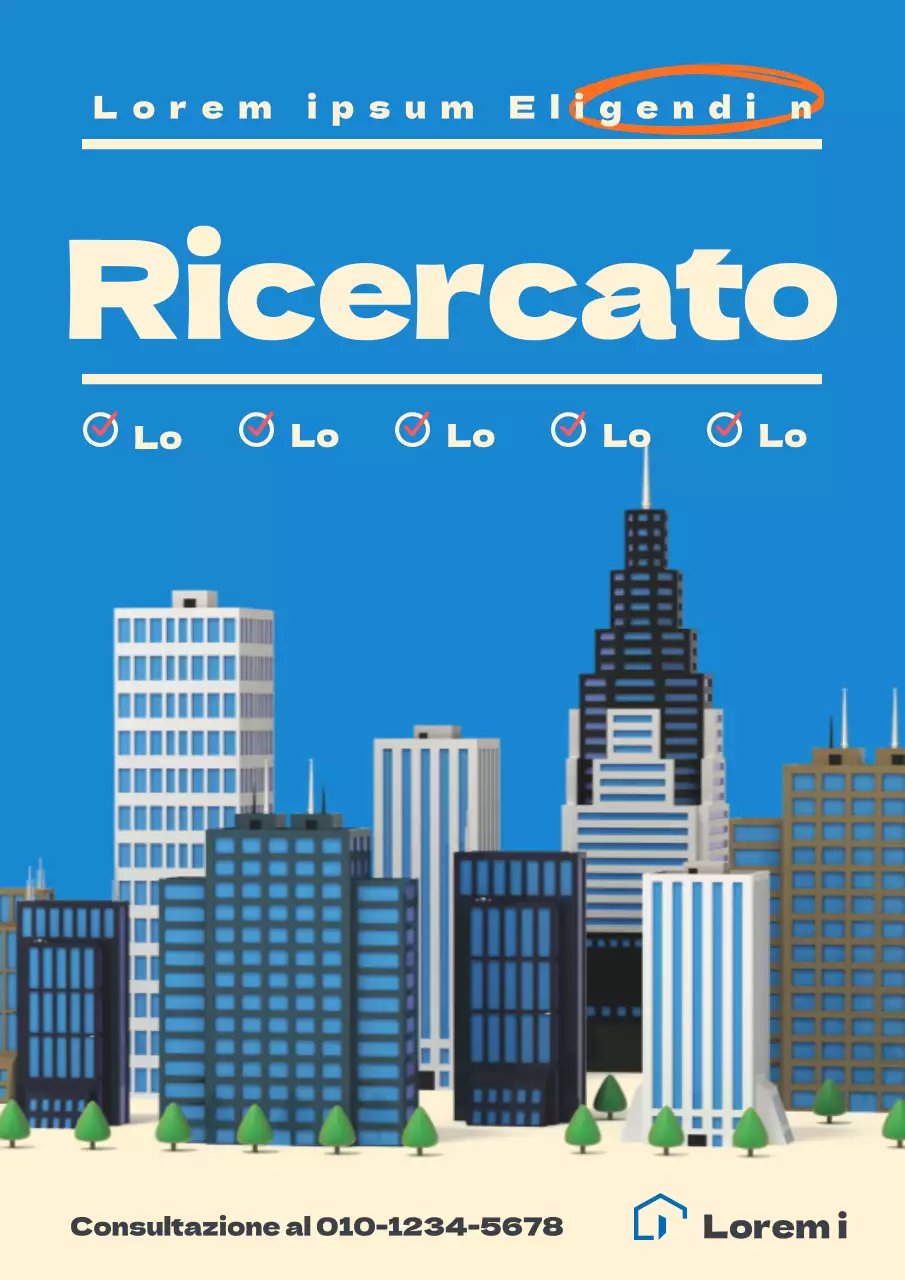 Un semplice annuncio di vendita di un immobile in blu e avorio