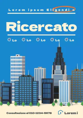 Un semplice annuncio di vendita di un immobile in blu e avorio