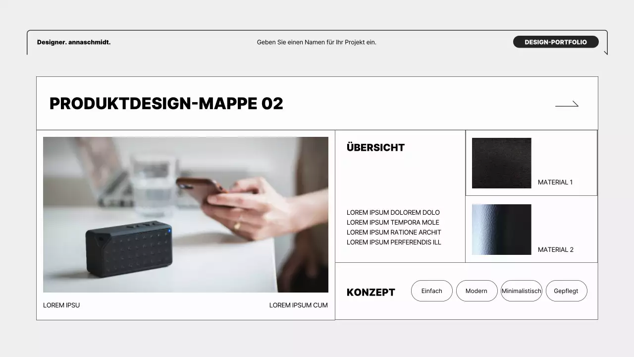 Minimalistische Designermappe in Schwarz und Weiß