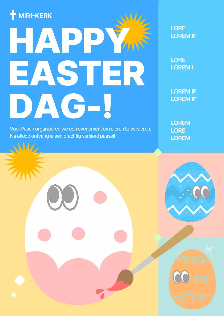 Promoot je paasevenement met geel en lichtblauw