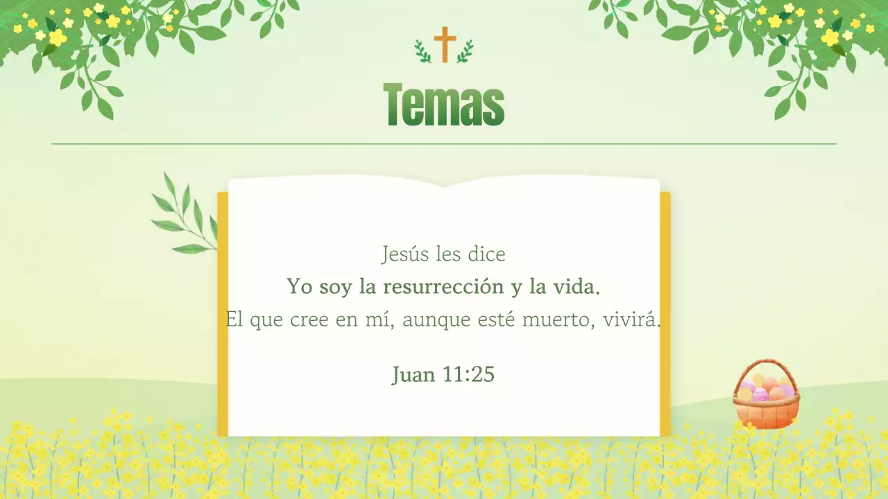 Guía de servicios naturales de Semana Santa en chartreuse y amarillo