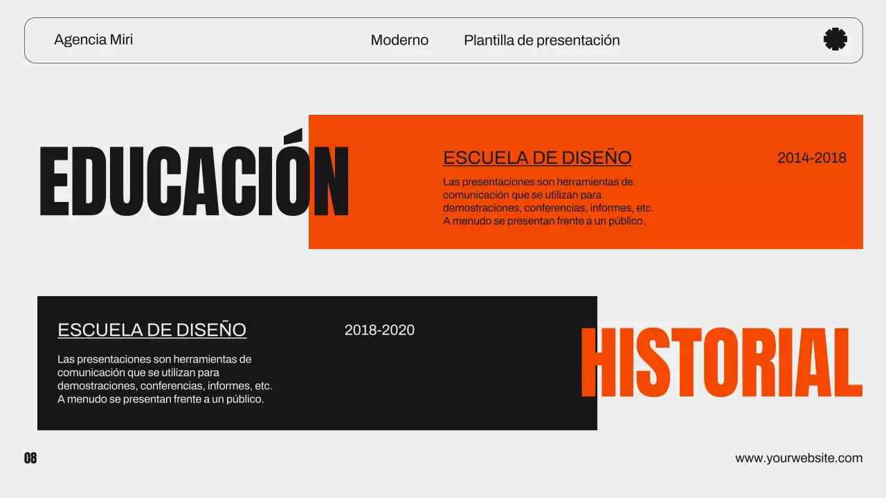 Cartera creativa de diseño gráfico moderno en naranja y negro