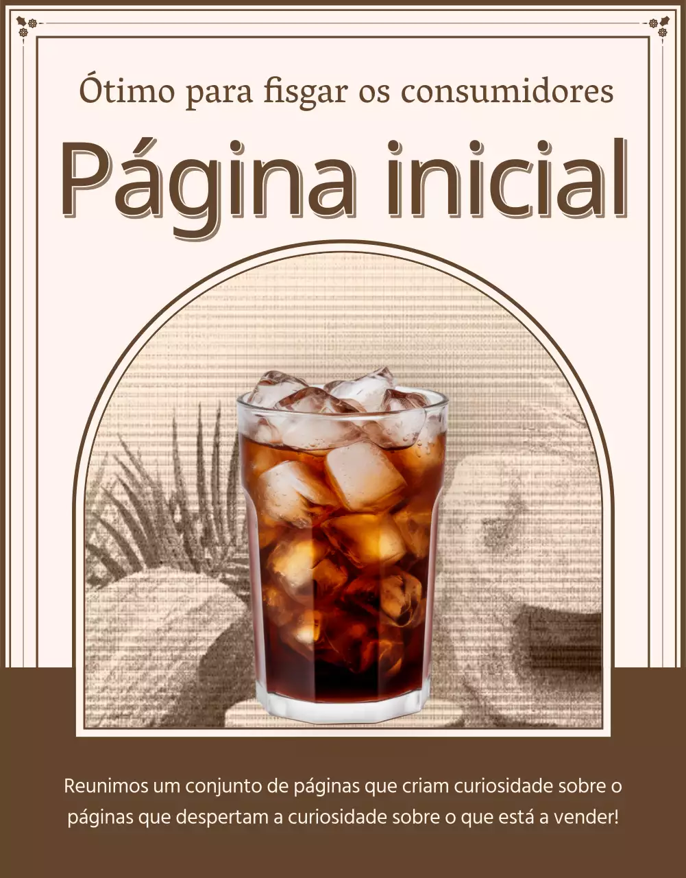 Página de introdução ou anúncio para páginas de pormenor vintage em marfim e bege