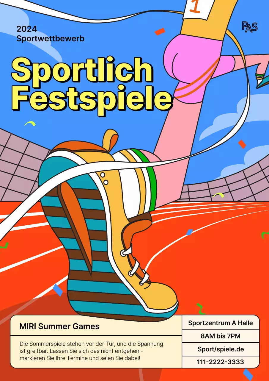 Bewerben Sie die InterHigh, einen nationalen Highschool-Leichtathletikwettbewerb, mit einer orange-blauen Illustration eines Läufers.