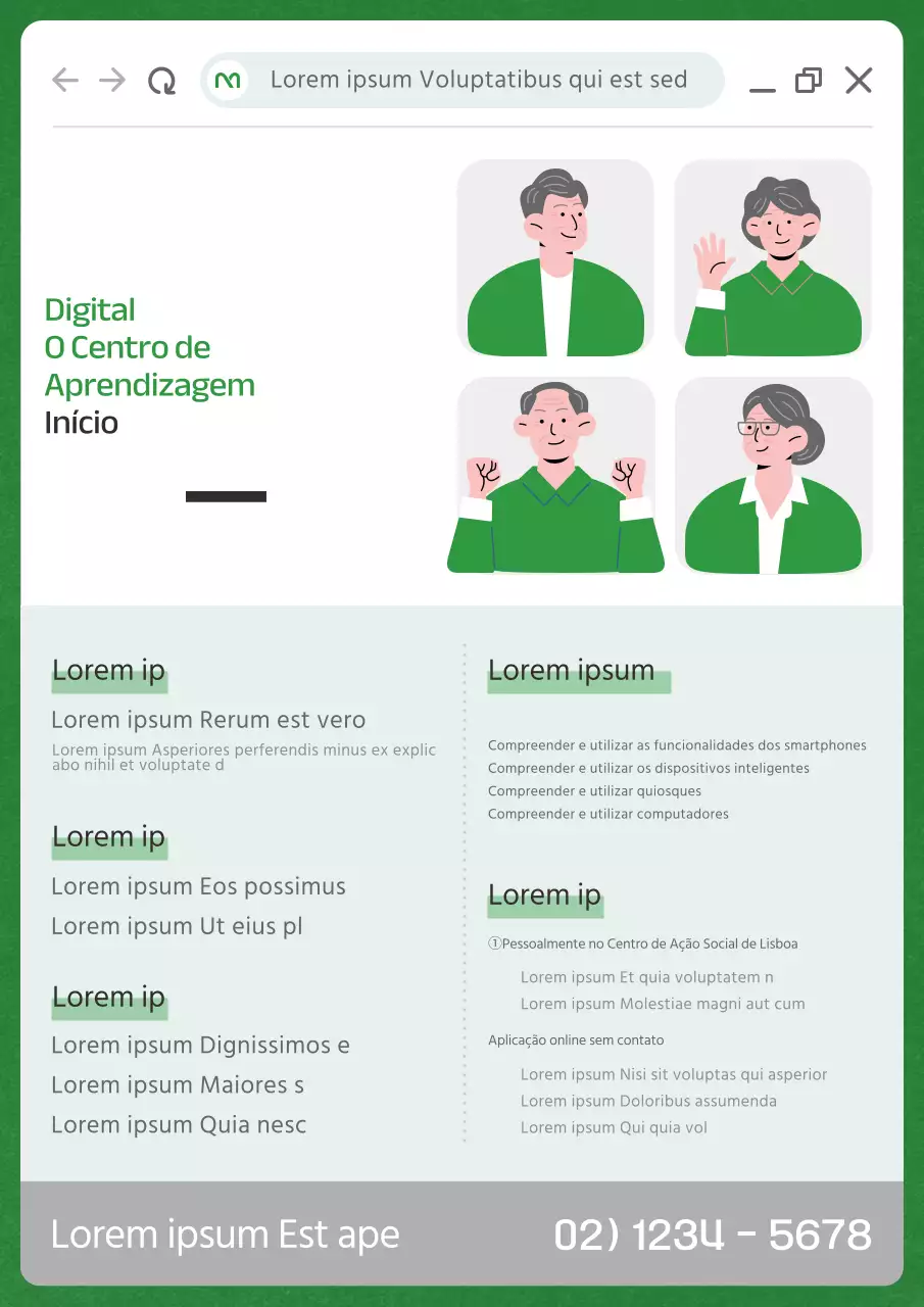 Um simples anúncio de recrutamento para um centro de aprendizagem digital verde e preto