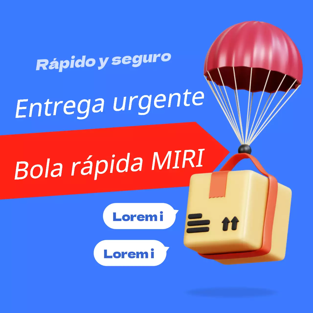 Simple promoción de empleo en el extranjero en azul y rojo