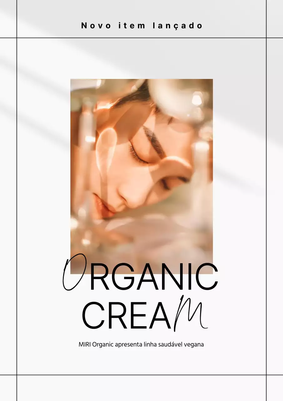 Cartaz publicitário de um novo produto de beleza simples em verde e branco
