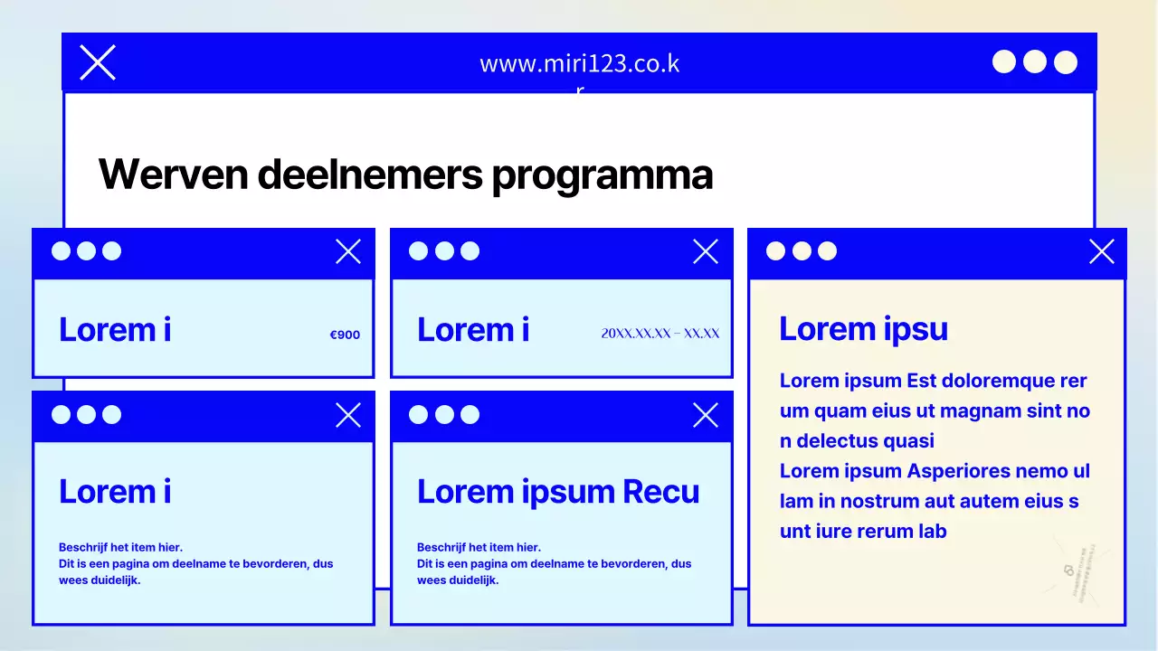 Een eenvoudige, marineblauwe en gele wervingsbrief