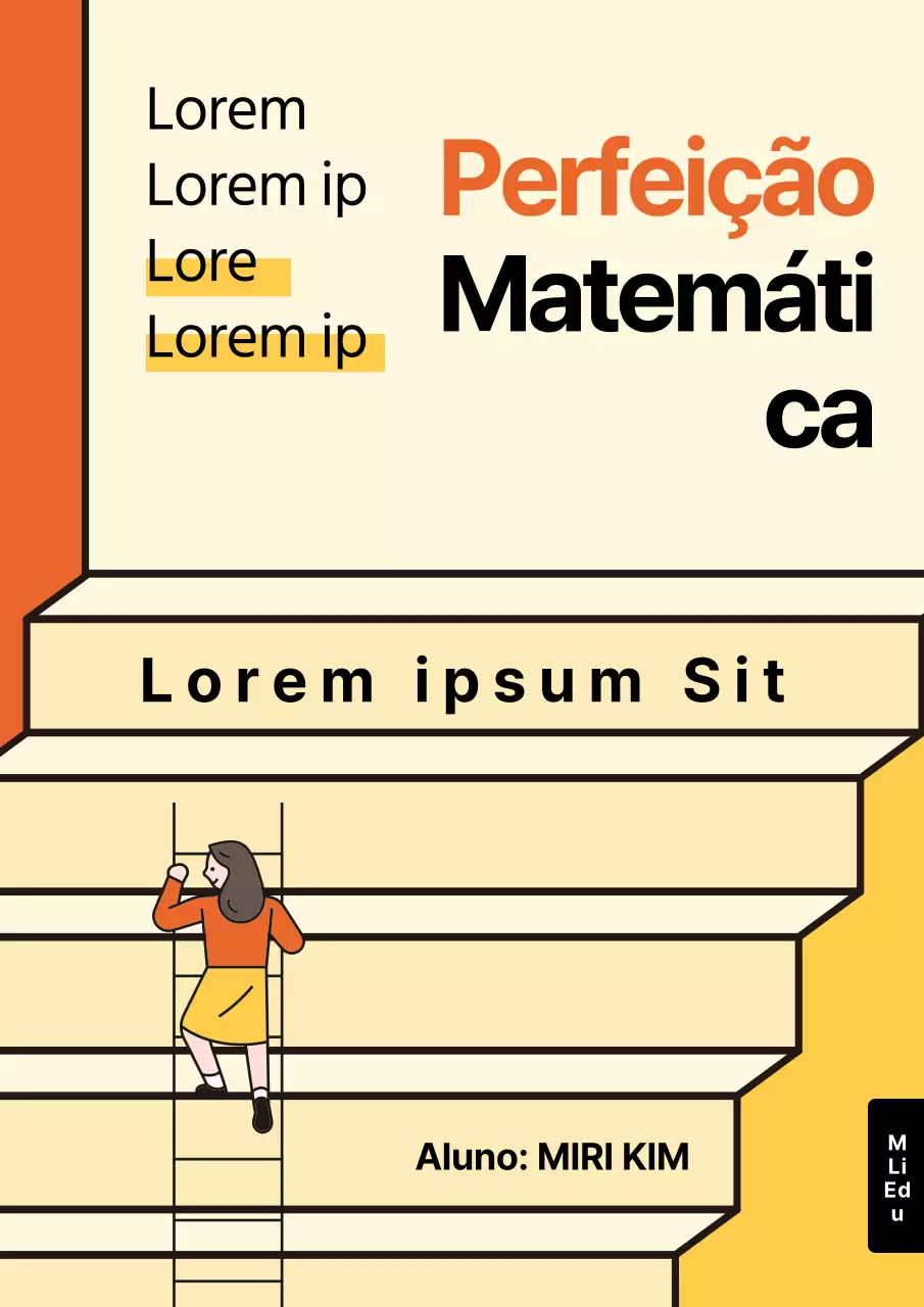 Capa de livro de matemática amarela e cor de laranja gira
