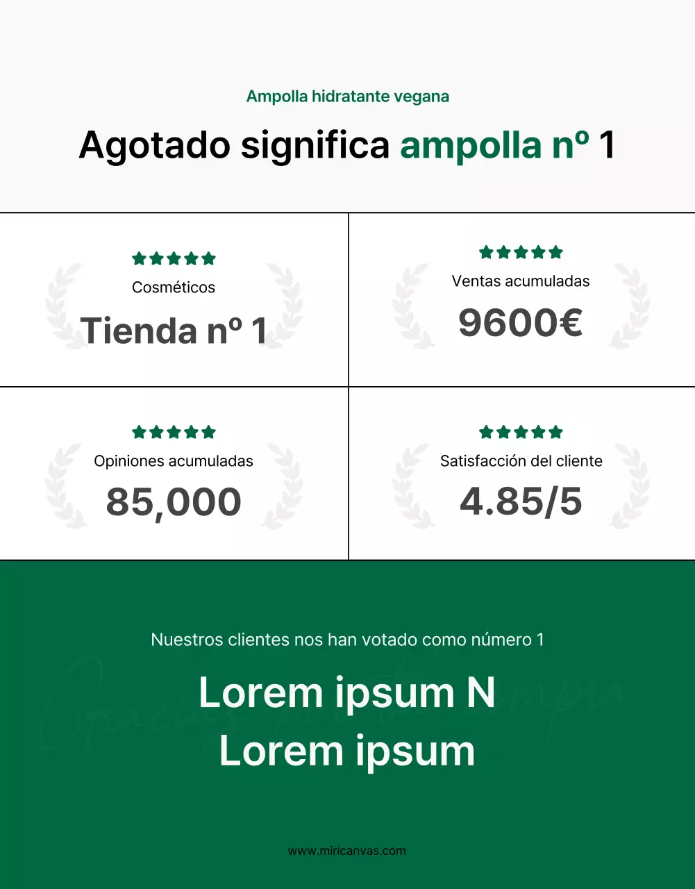 Promover la cosmética sencilla y natural en verde y blanco