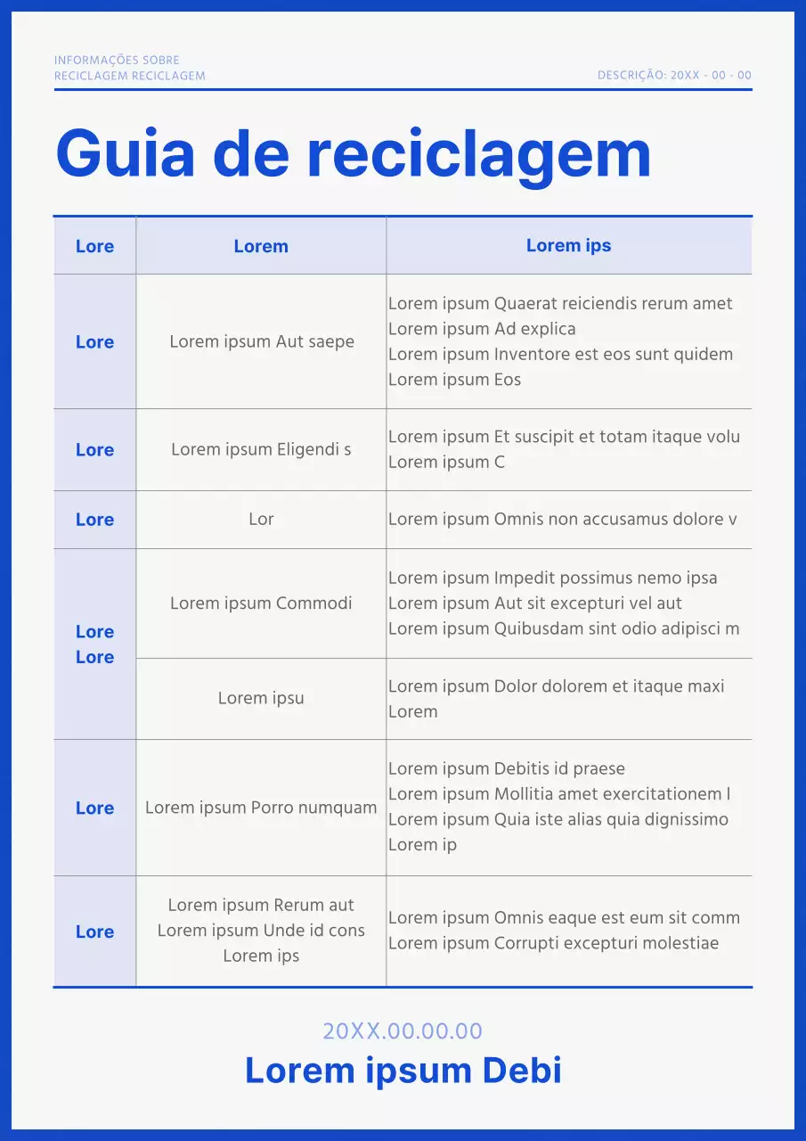 Um guia simples para reciclar em azul-marinho e branco