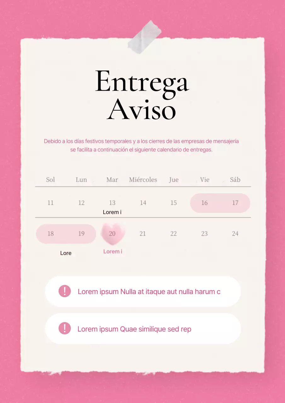 Explicar lo que hay que tener en cuenta en los envíos en rosa