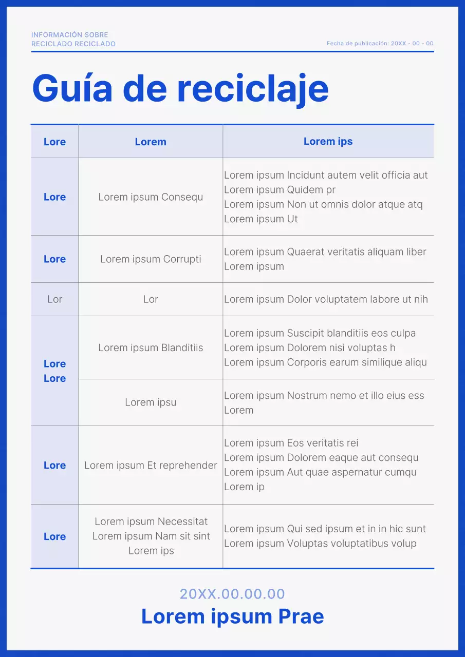 Guía sencilla para reciclar en azul marino y blanco