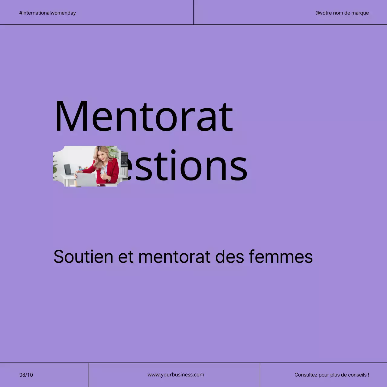 Campagne moderne pour la Journée internationale de la femme : violet et néon