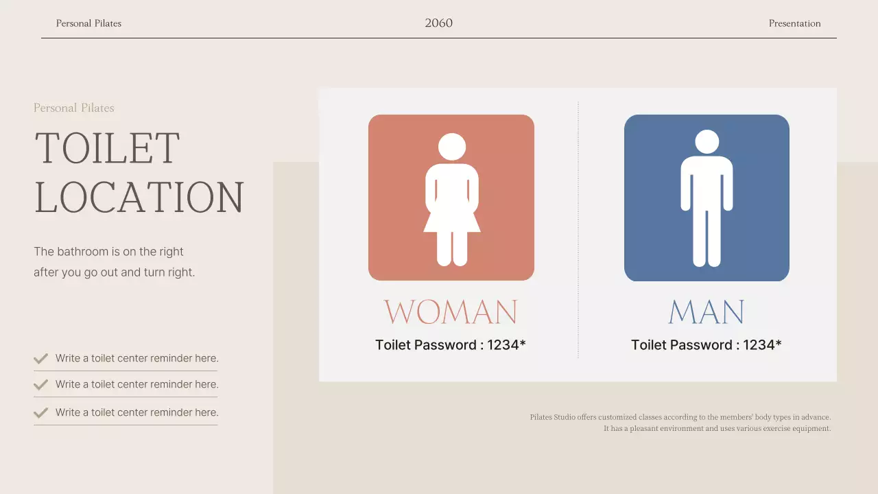 베이지 미니멀리스트 필라테스 프레젠테이션