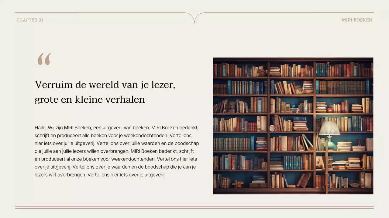 Een eenvoudig boekvoorstel in bruin en beige