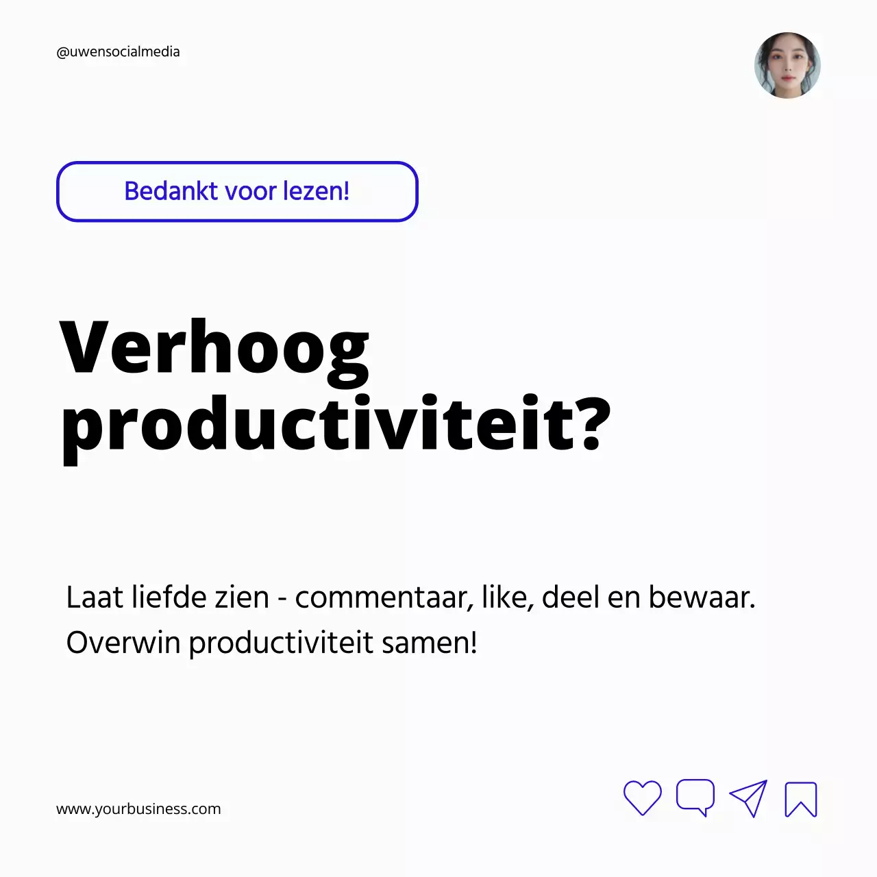 Wit met blauwe gedurfde productiviteitstips