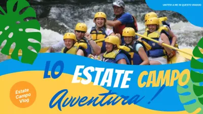 Promuovete le avventure tropicali del campo estivo con i colori blu e giallo.