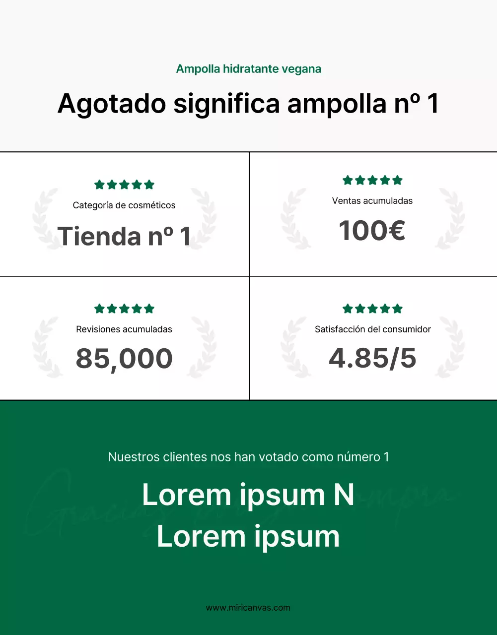 Promover una sencilla página de introducción en blanco y verde para cosméticos naturales