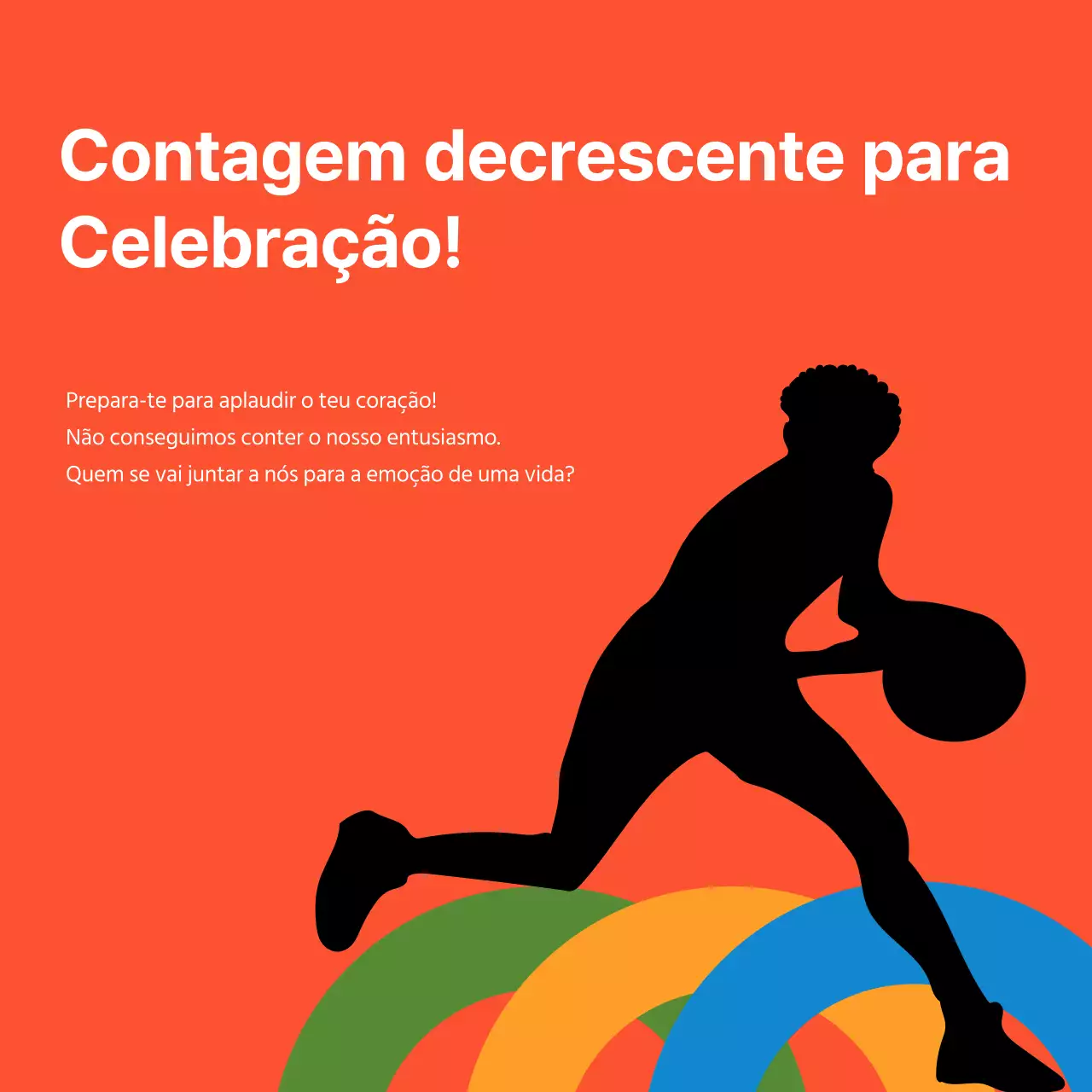 Modelo de promoção desportiva moderna em laranja e azul