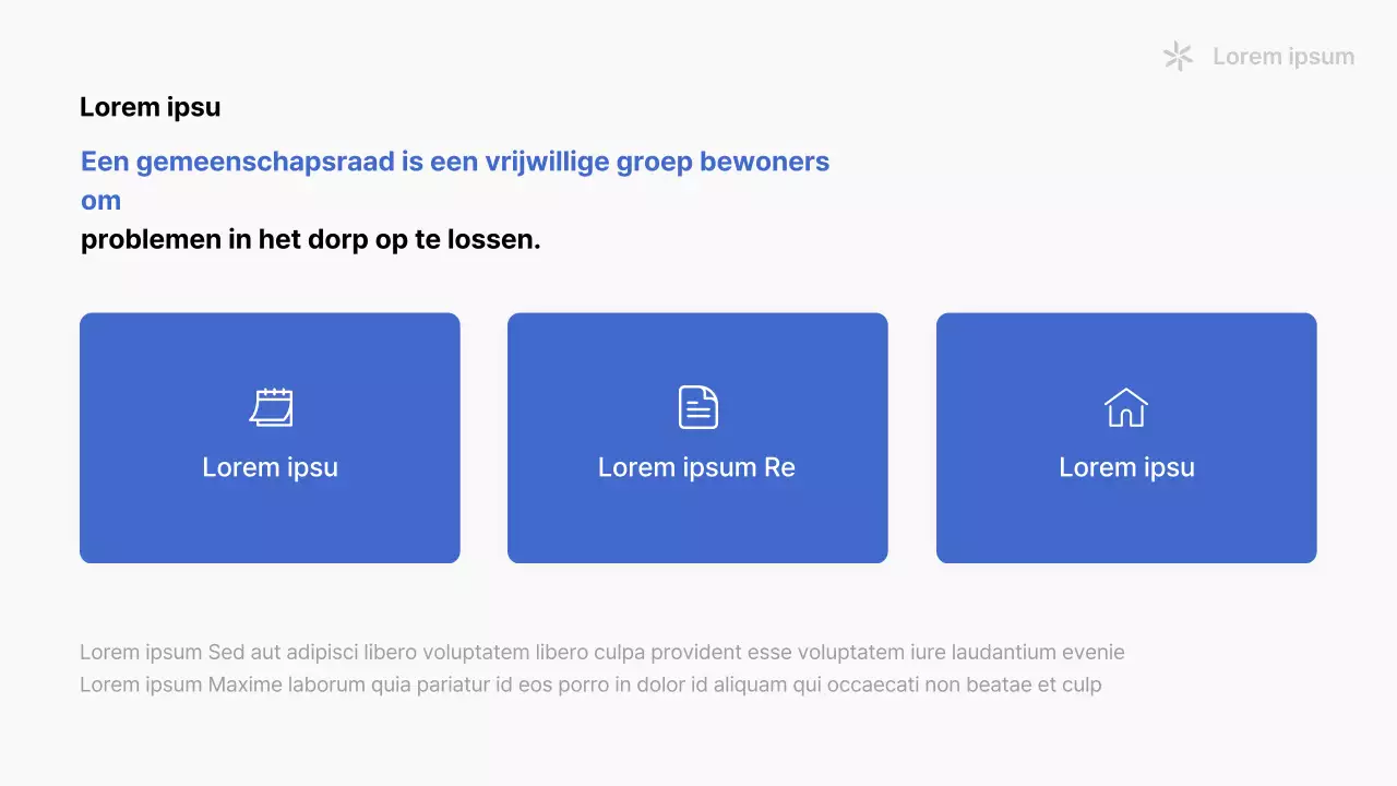 Een eenvoudige blauw-witte prospectus van een buurtvereniging
