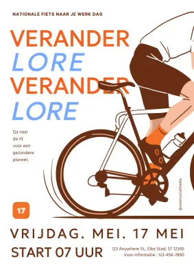 Oranje en Bruin Modern Bike Event Nationale Fiets naar je Werk Dag Publiciteit