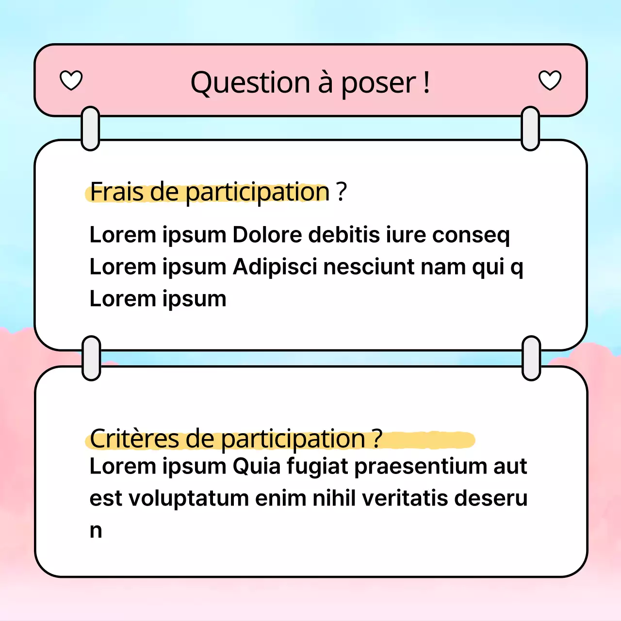 Un joli faire-part de rendez-vous à l'aveugle en rose et bleu clair