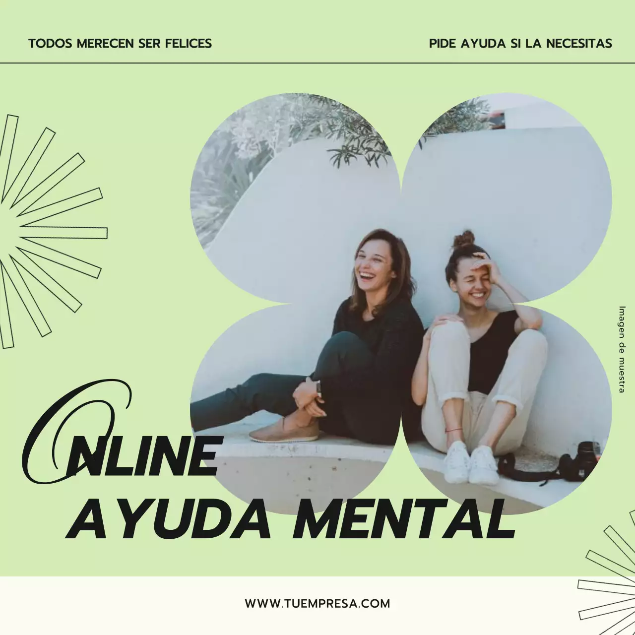 Campaña de sensibilización sobre salud mental en tonos lima y beige