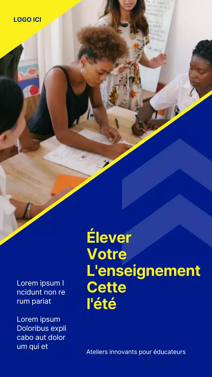 Promouvoir le séminaire d'été des enseignants en bleu marine et en jaune
