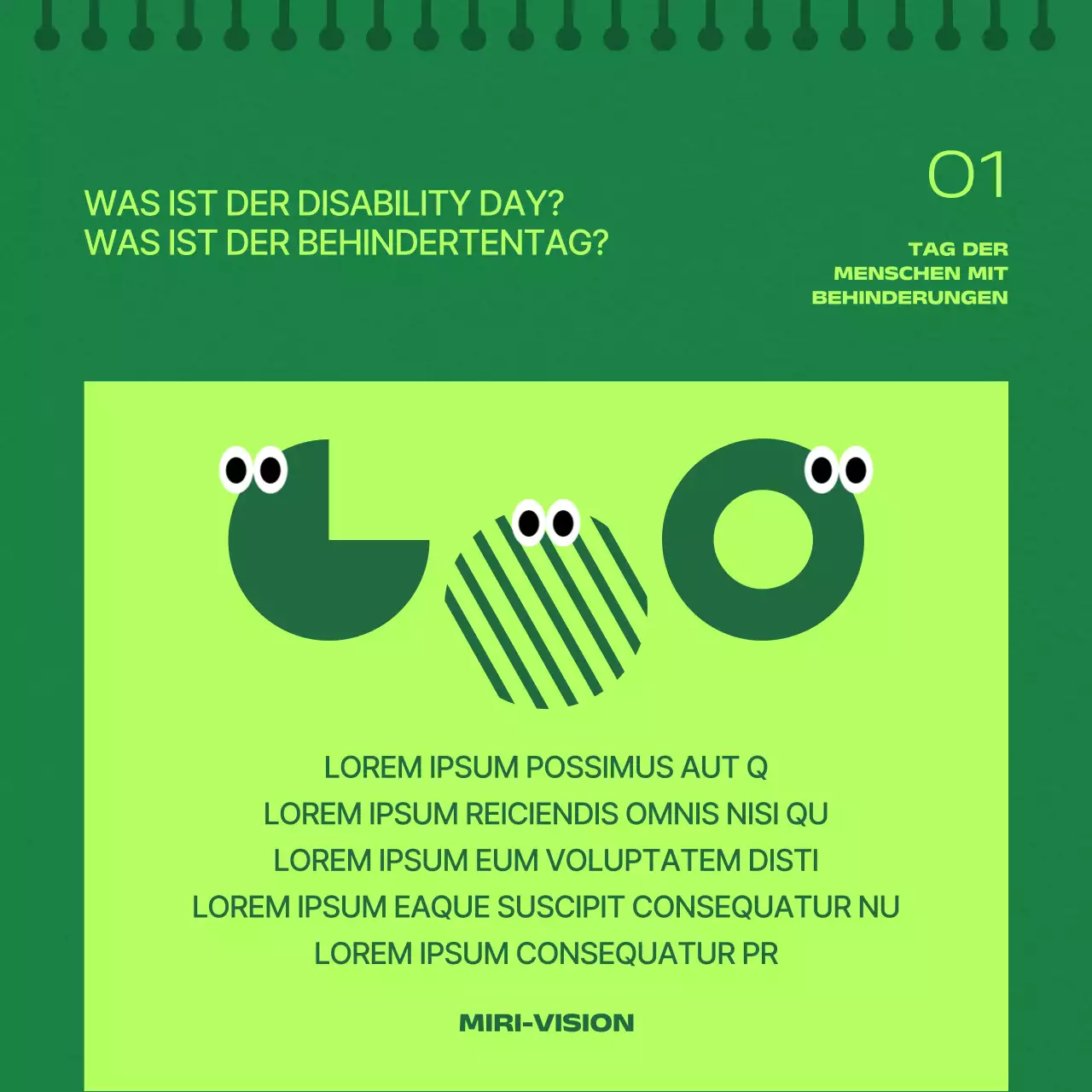 Geometrische Post zum Tag der Behinderung in Pink und Gelb