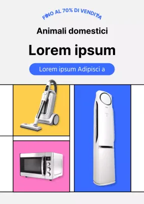 Promuovere elettrodomestici semplici in grigio e blu