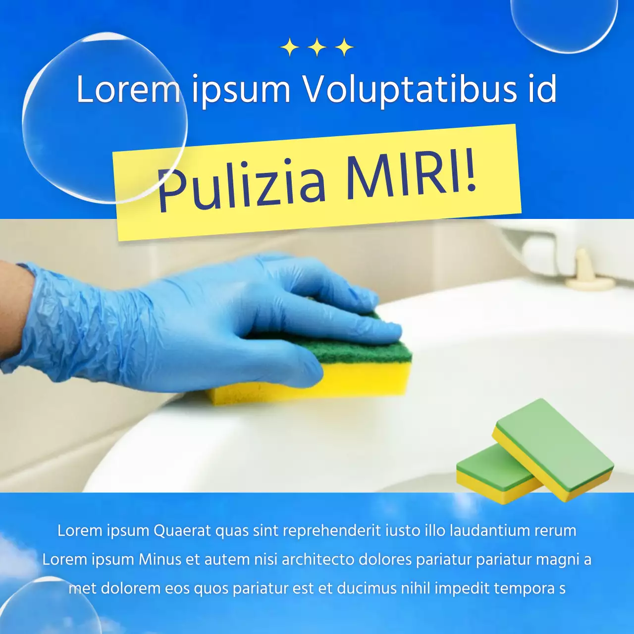 Promuovete la vostra impresa di pulizie con accenti azzurri e gialli
