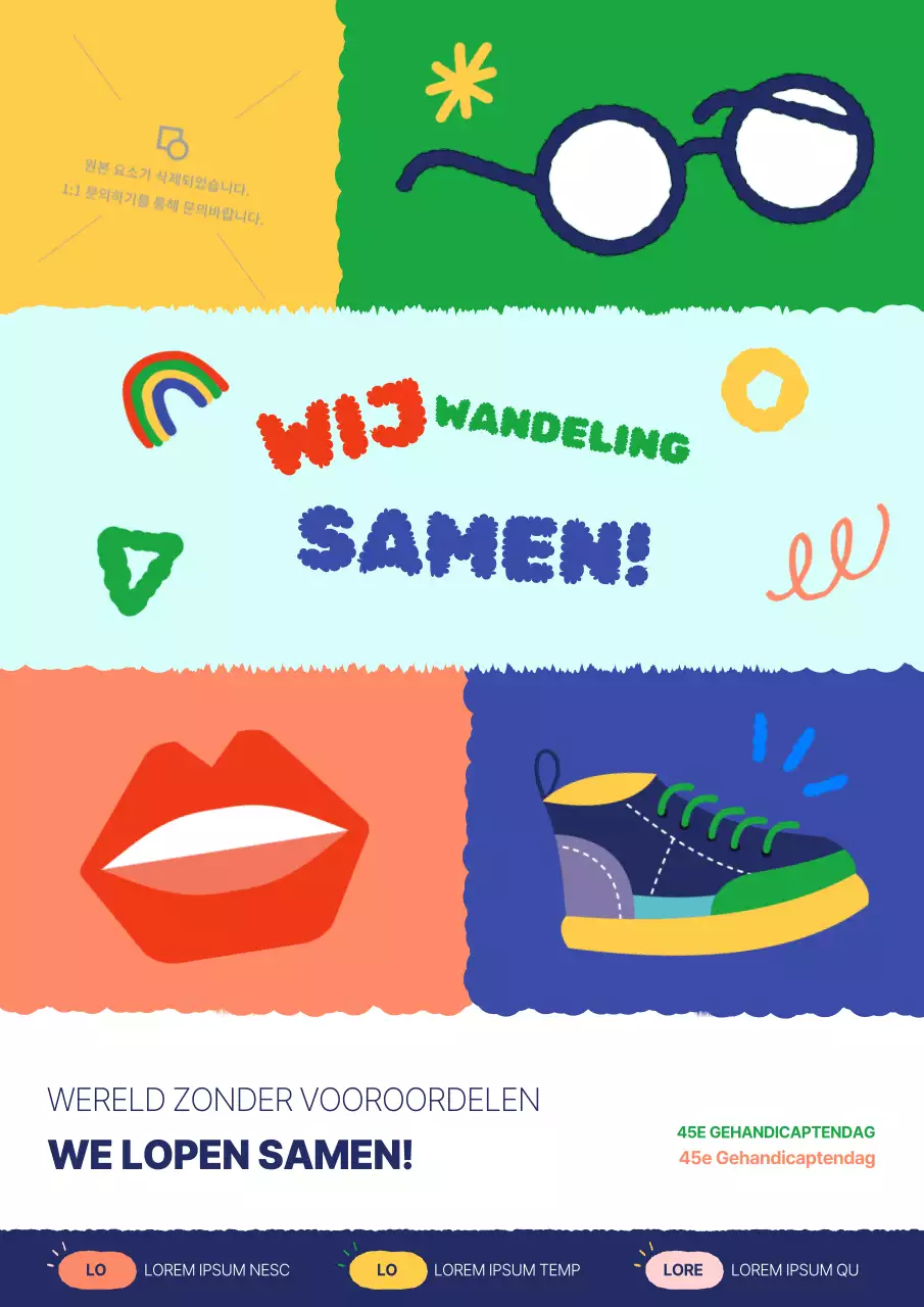 Promoot de Dag van de Gehandicapten met kitscherig blauw en groen