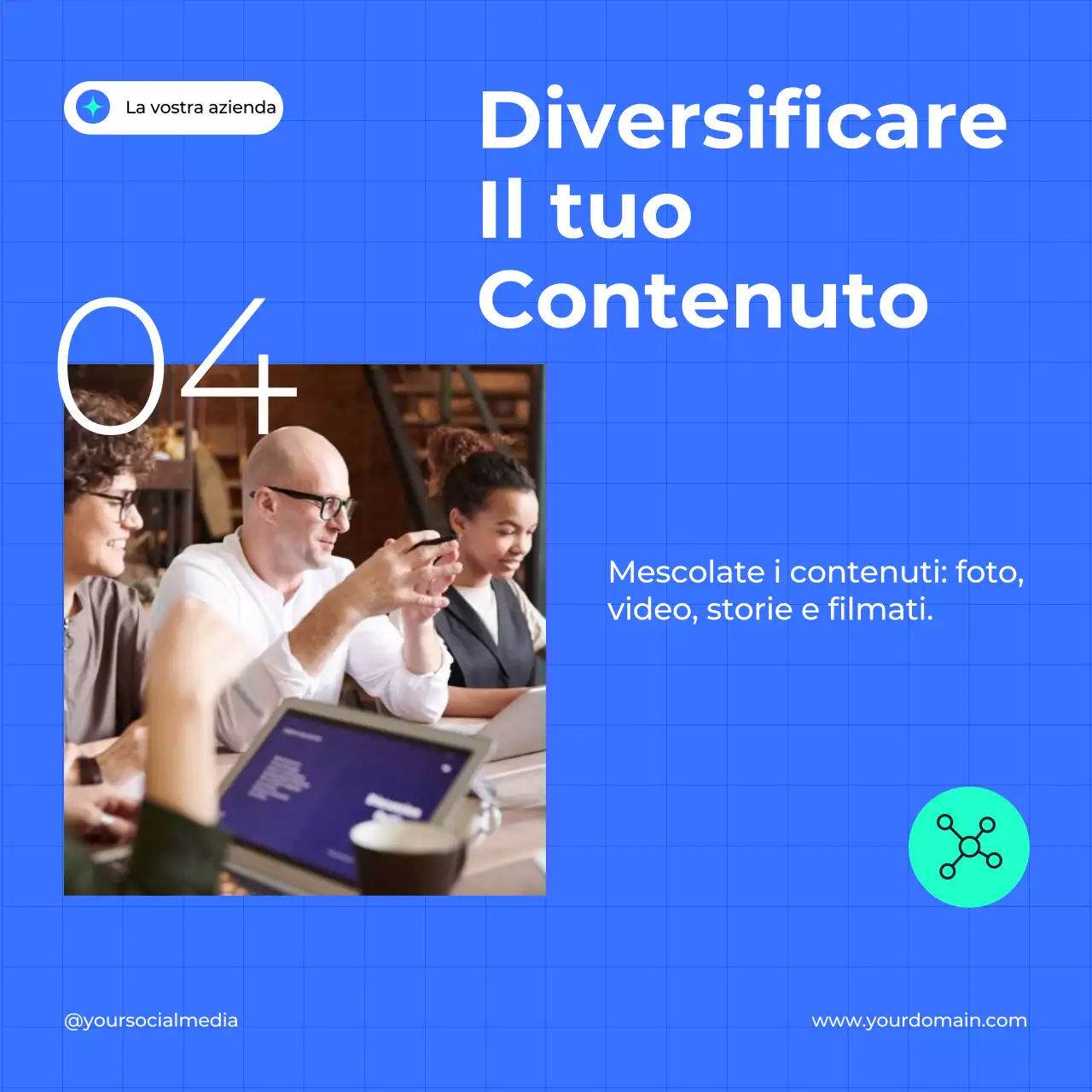 Guida alla strategia di social media marketing efficace e di tendenza in bianco e blu