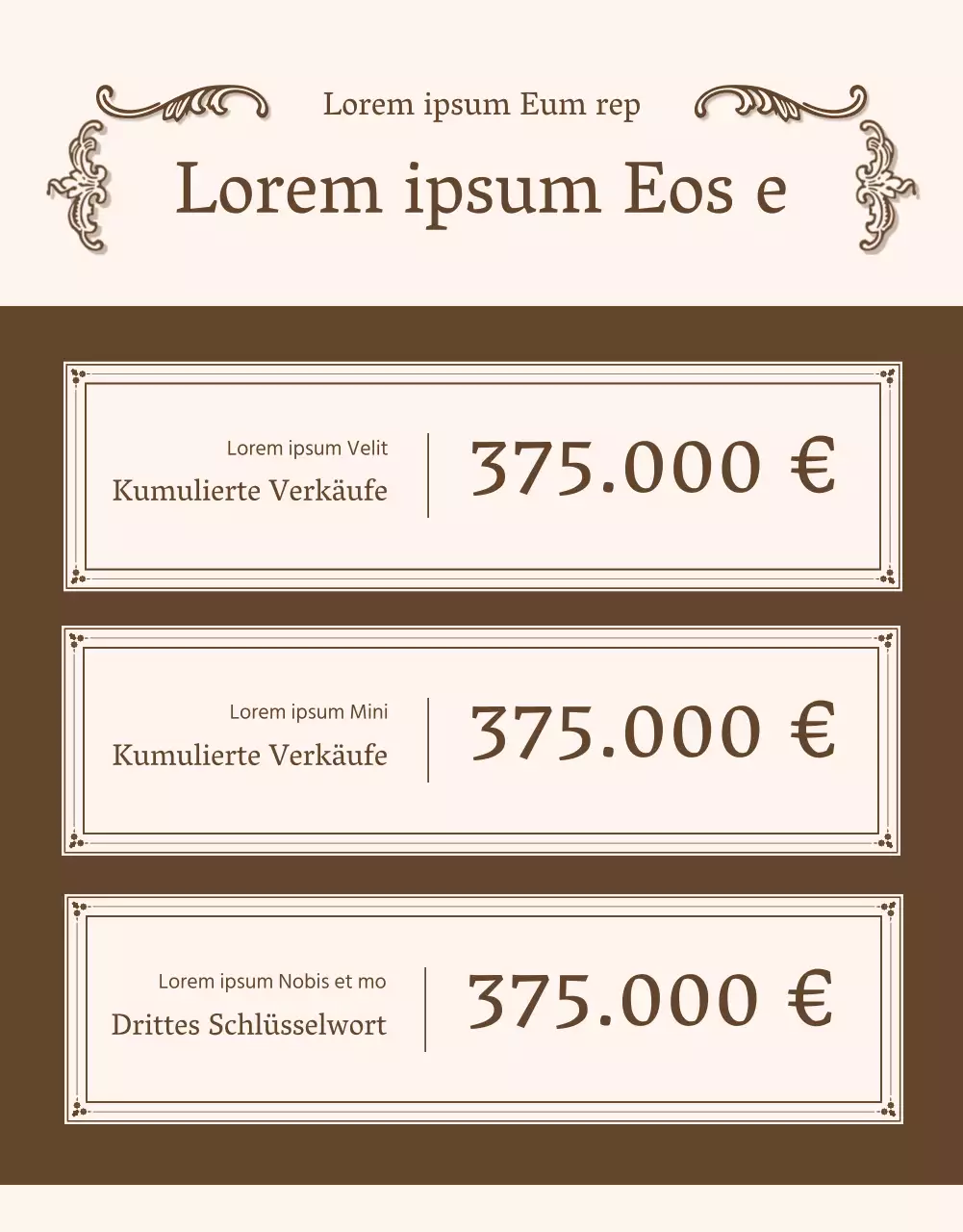 Introseite oder Anzeige für Vintage-Detailseiten in Elfenbein und Beige