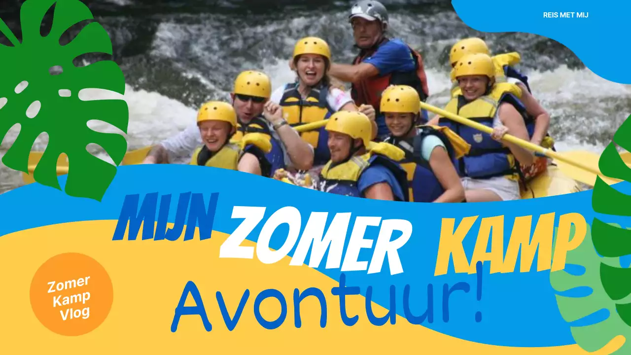 Promoot tropische zomerkampavonturen in lichtblauw en geel