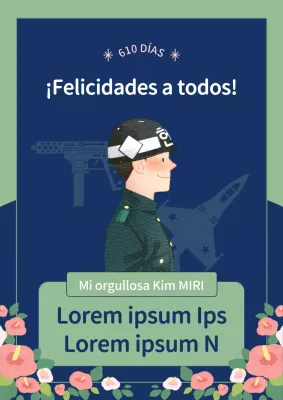 Bonito folleto de promoción militar en azul marino y verde