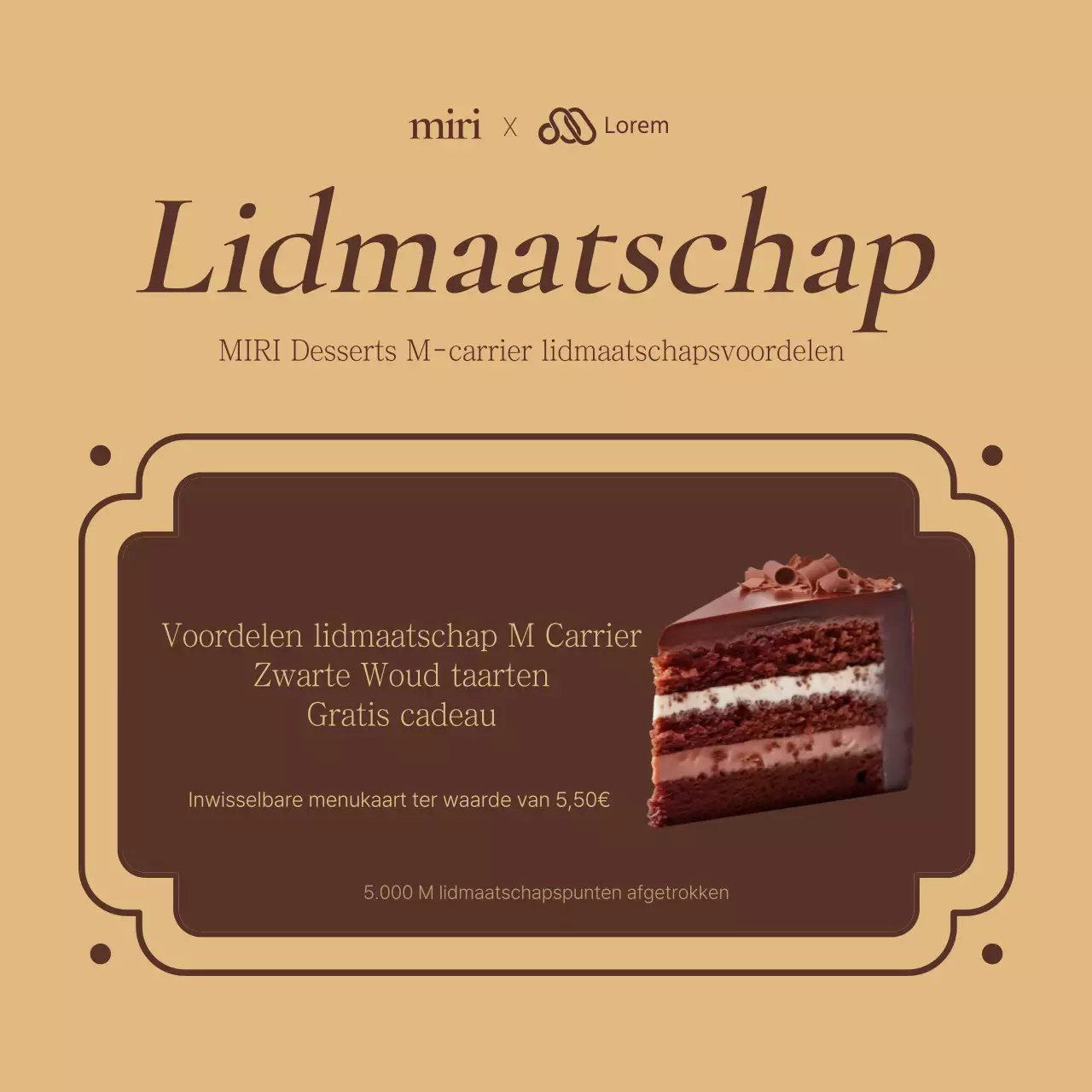 Klassiek dessertcafé in bruin en goud om je aankondiging te promoten