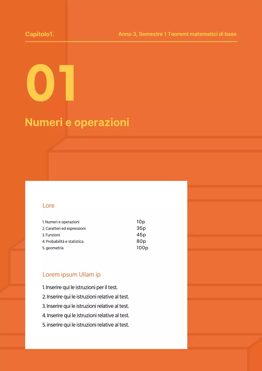 Copertina di un libro di matematica giallo e arancione