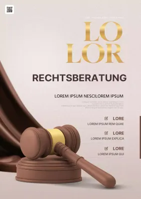 Werbung für kostenlose Rechtsberatung in Braun und Gold mit einem Hauch von Klasse
