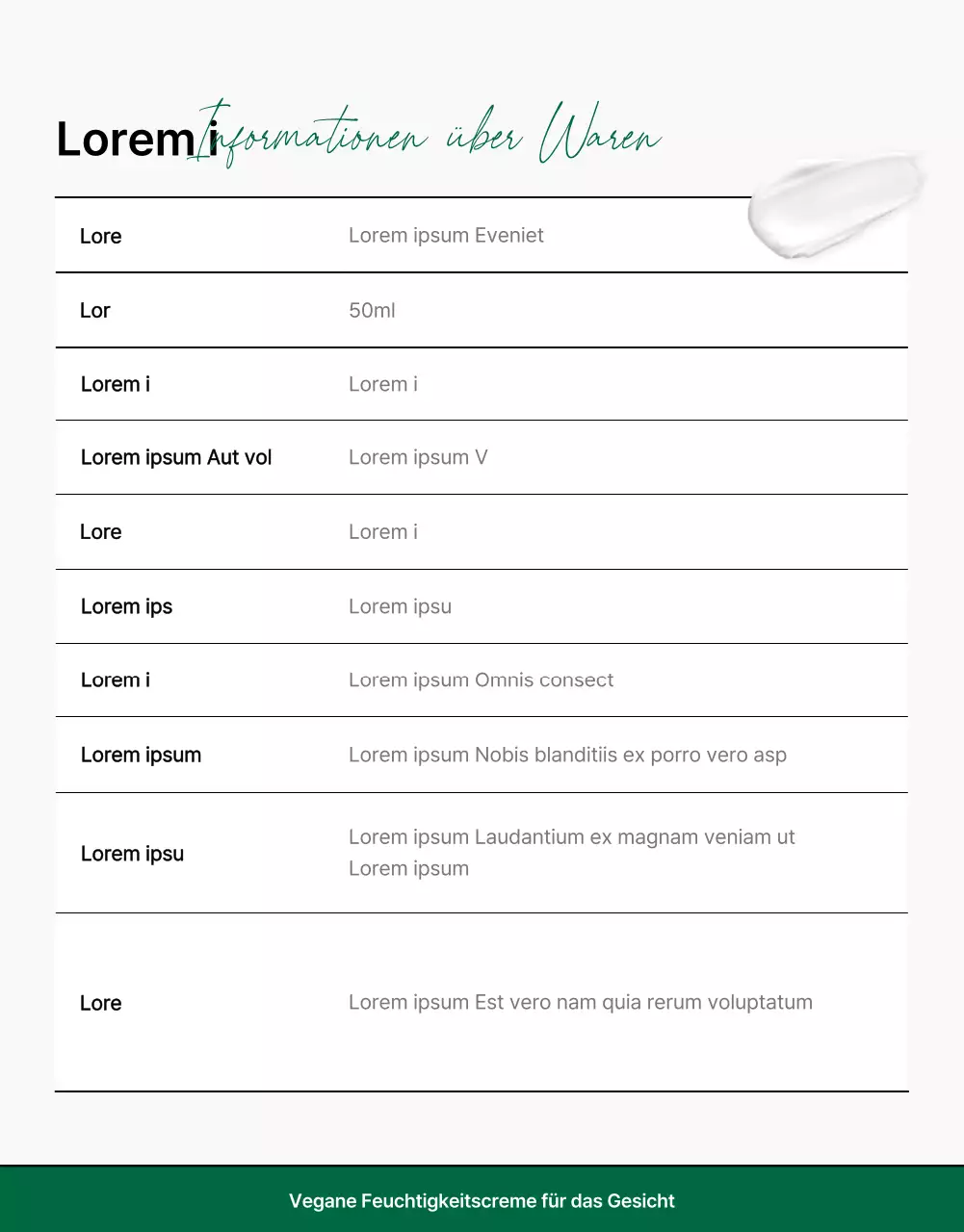 Förderung einfacher, natürlicher Kosmetik in Grün und Weiß