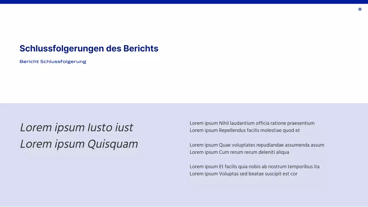 Ein einfacher Bericht in Blau und Weiß