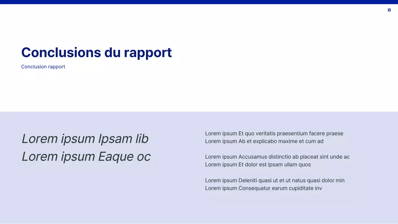 Un rapport simple en bleu et blanc